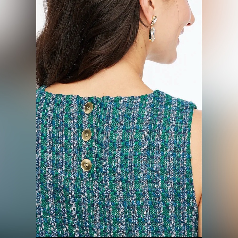 J. Crew Tweed Green/Blue Blouse - Picture 3 of 7